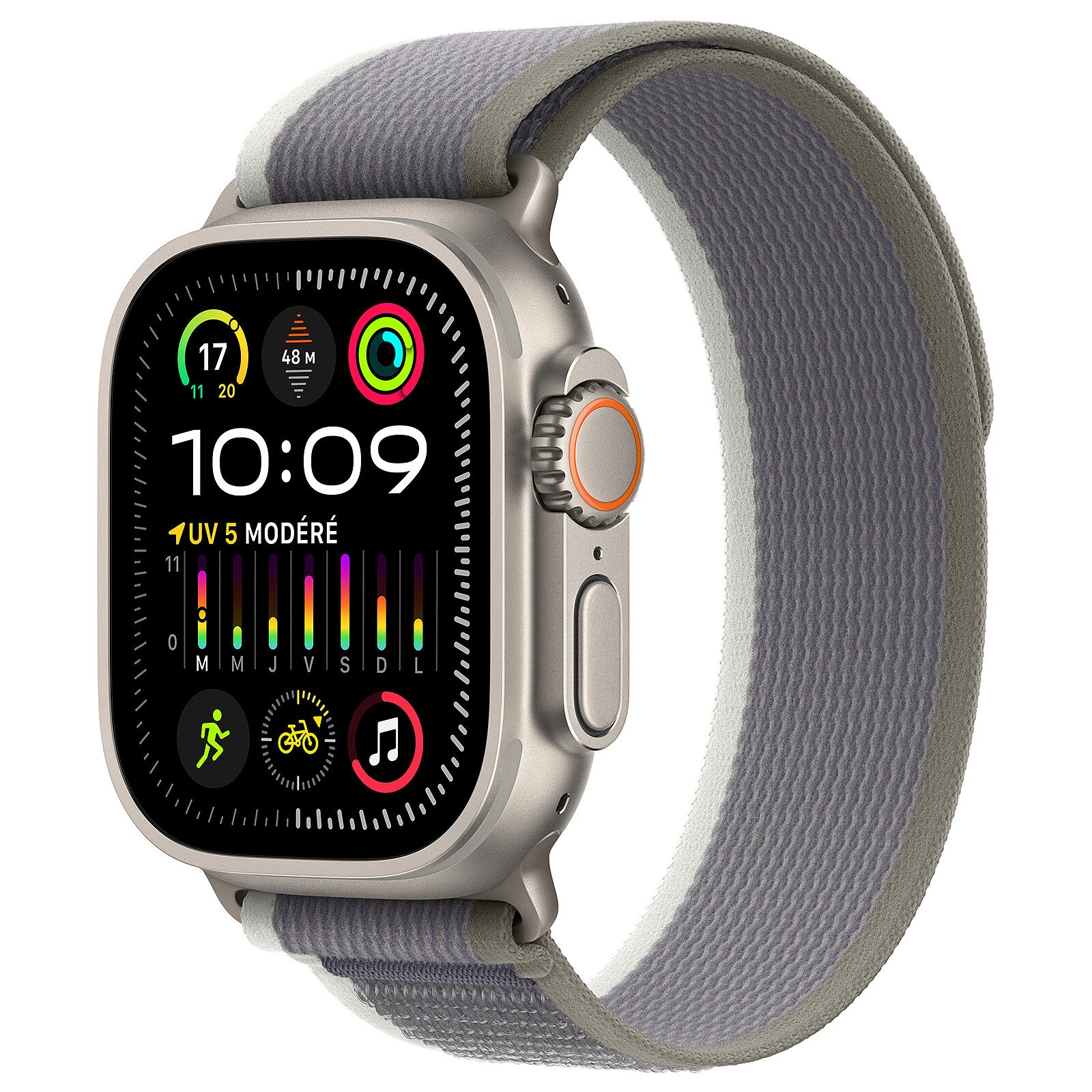Used Apple Watch Ultra 2 49MM-Trail Loop/Natural Titanium/ green/gray