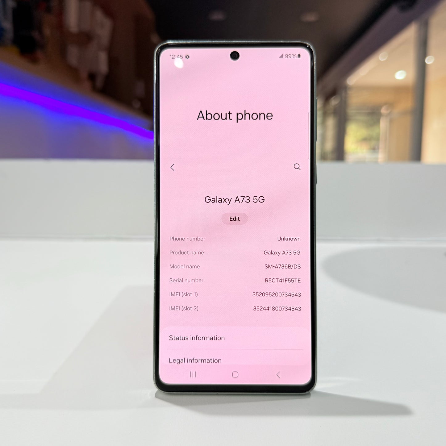 Used Samsung A73 128GB - Light Blue